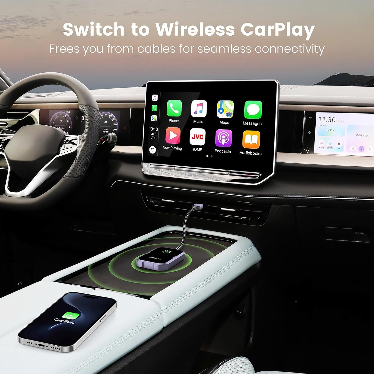 AIR360 Apple Wireless CarPlay Adapter - Bluetooth 5.4 WiFi 6.0 Metal Shell