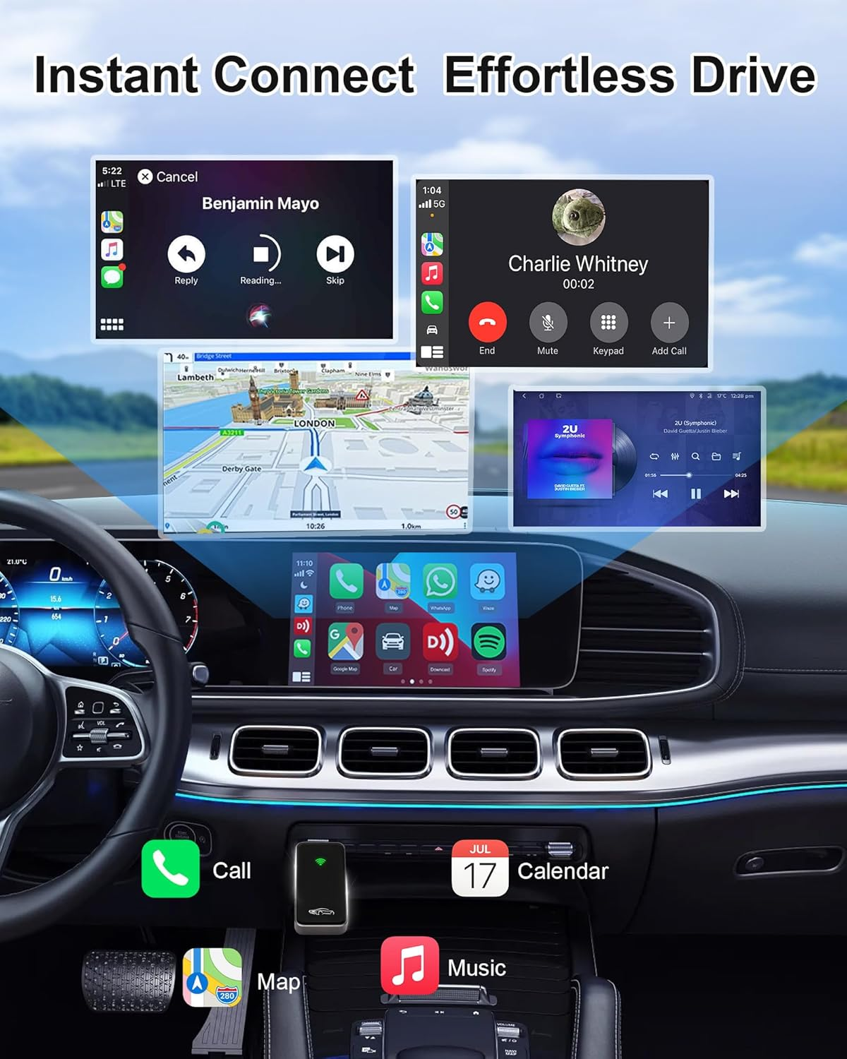 SANKESU 2025 Mini Wireless CarPlay Adapter