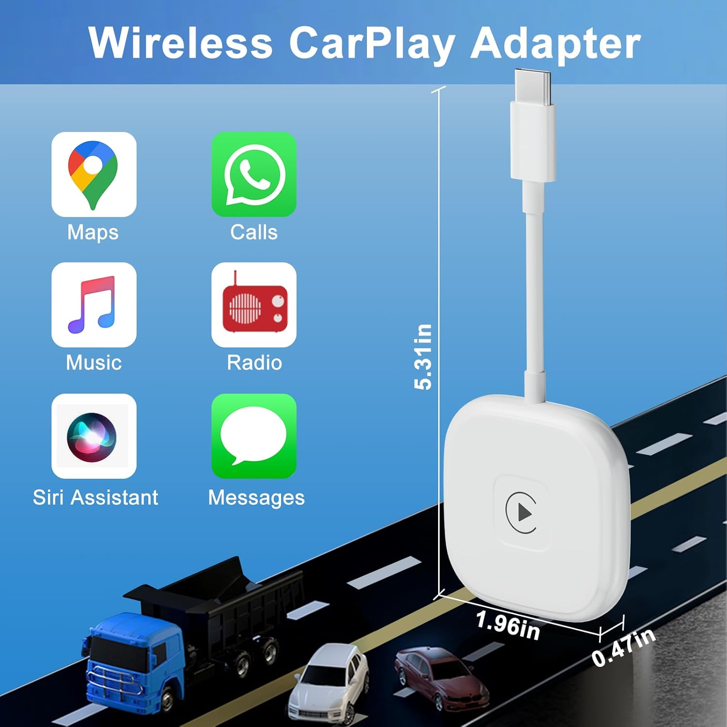Wireless CarPlay Dongle A1 - iPhone iOS 10+ Adapter | Wired to Wireless