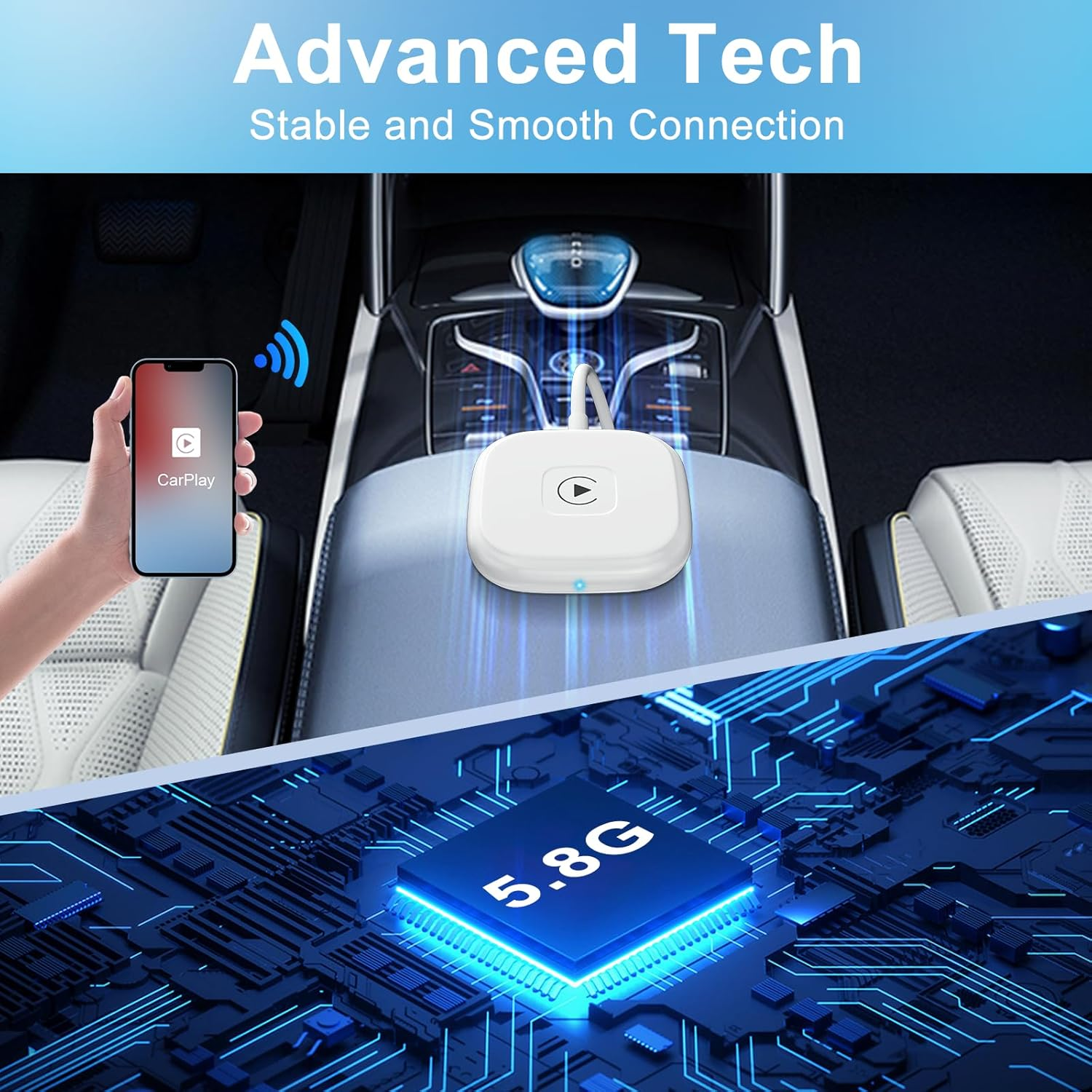 Wireless CarPlay Dongle A1 - iPhone iOS 10+ Adapter | Wired to Wireless