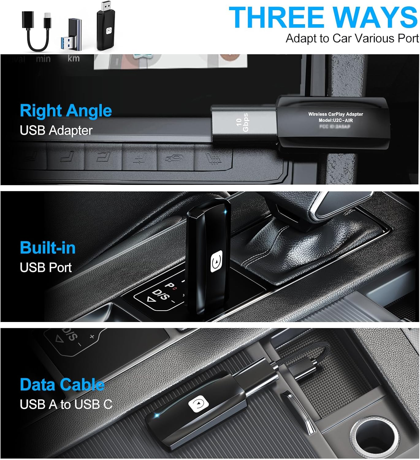 Apple Wireless CarPlay Stick 2-in-1 U2C-PP | 2015-2024 Vehicles Compatible