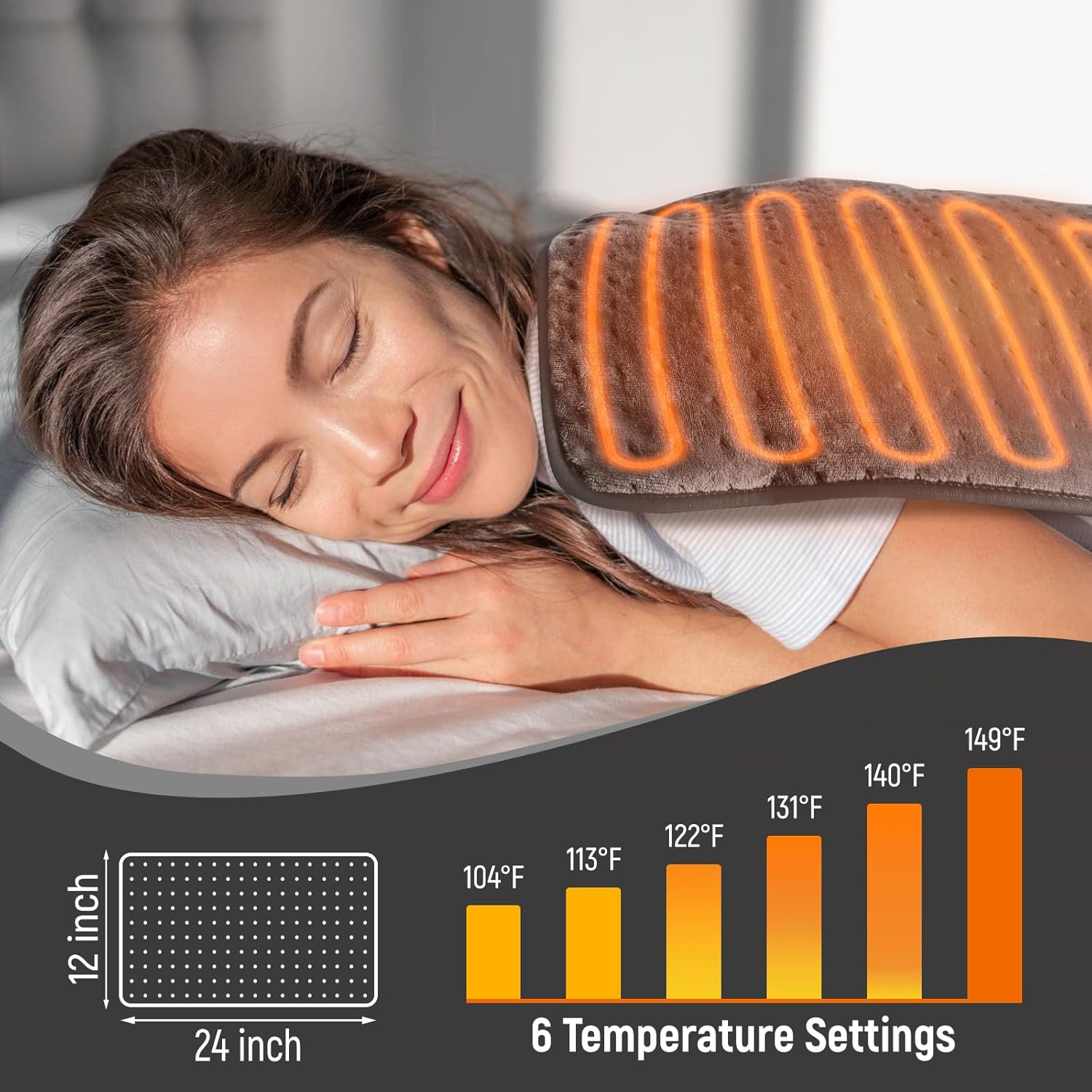 Heating Pad for Pain Relief - Electric Heat Therapy for Back, Neck & Muscle Pain