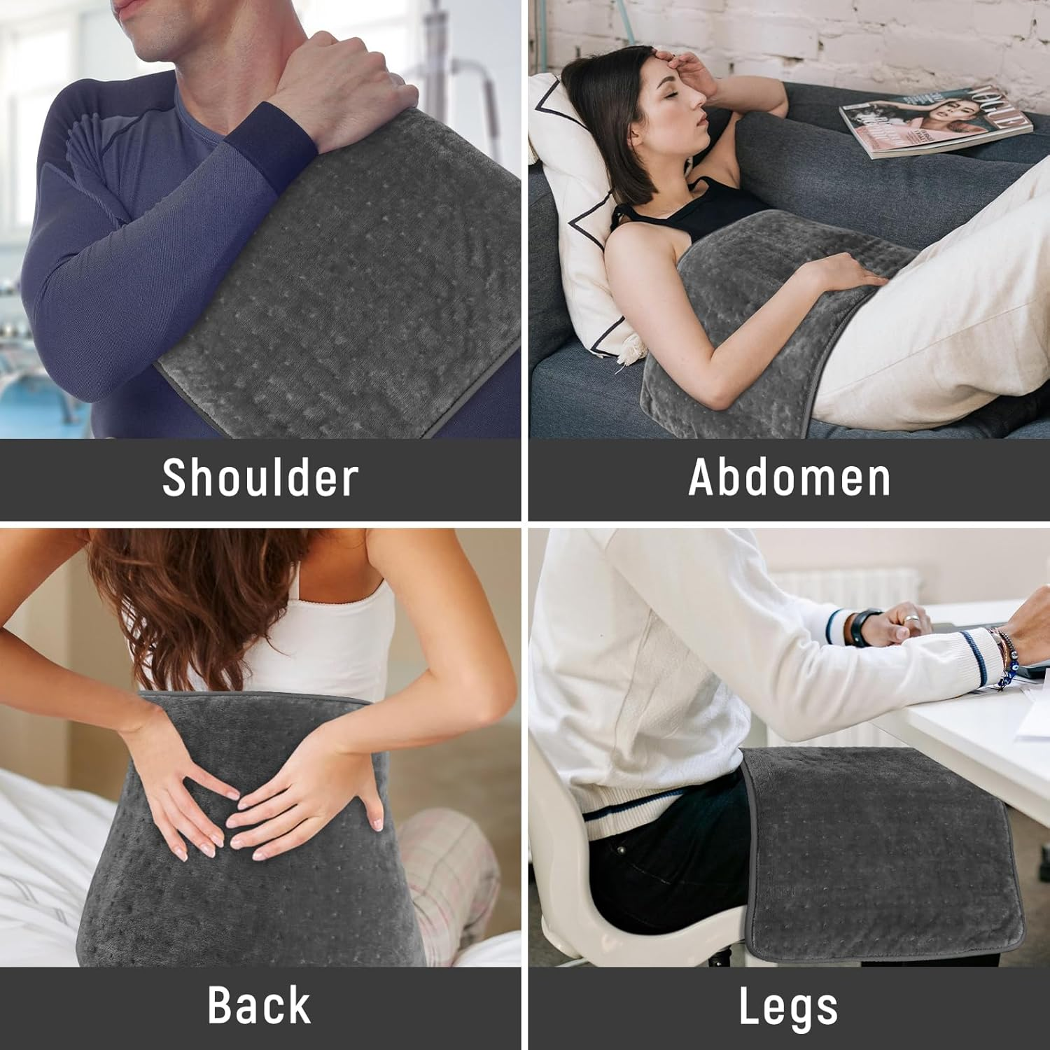 Heating Pad for Pain Relief - Electric Heat Therapy for Back, Neck & Muscle Pain