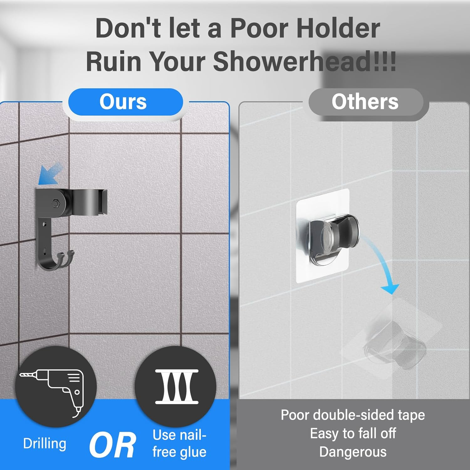 Dual Shower Head for Couples: High Pressure Double Shower Heads for Two People