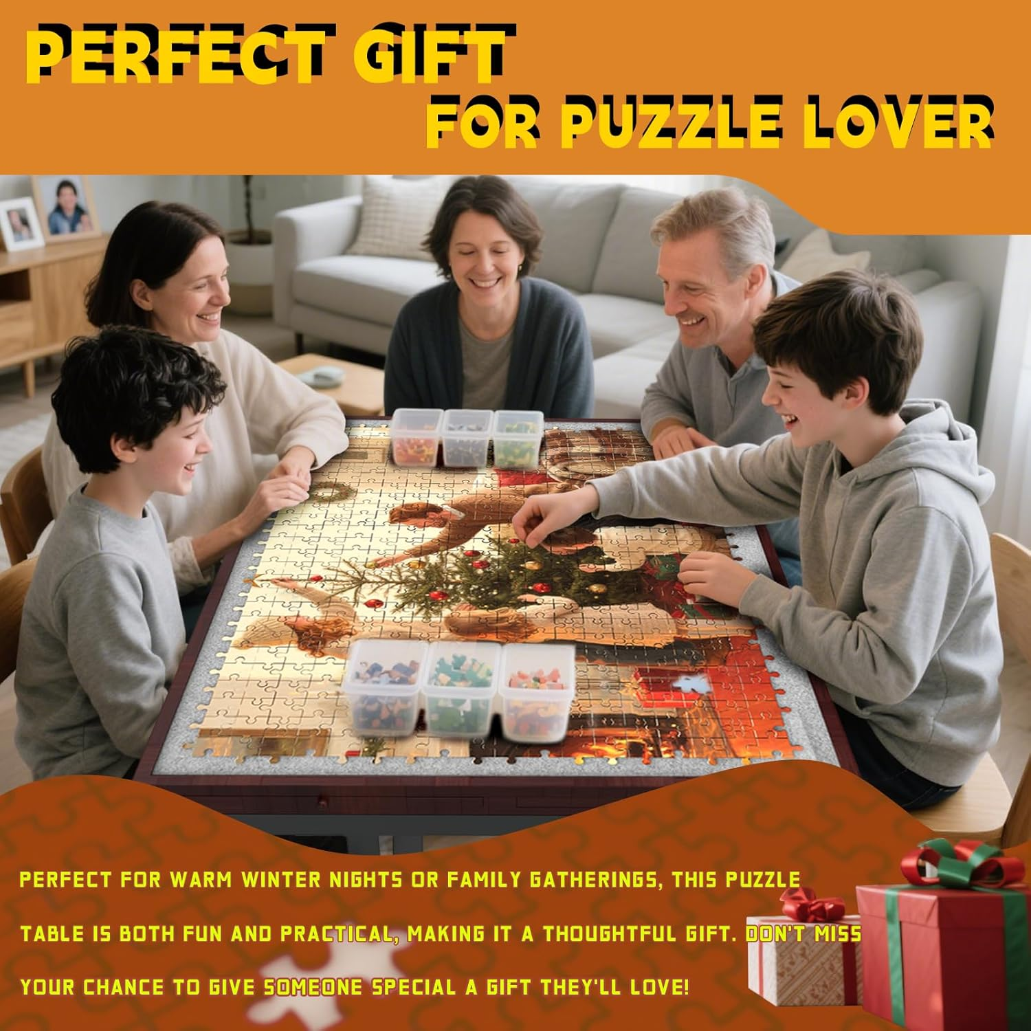 Puzzle Table with Folding Legs - 1500 Piece Capacity, Drawers, Cover & Wheels