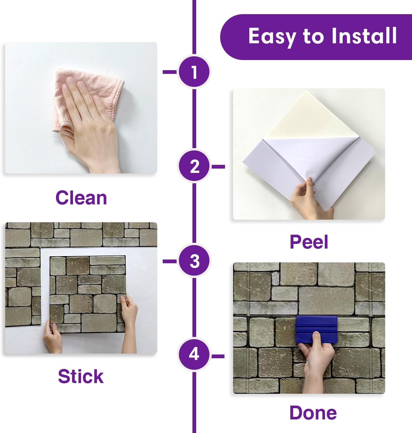 3D Stone Wall Panels - Peel and Stick Faux Brown Stone Tiles (10 Pack)