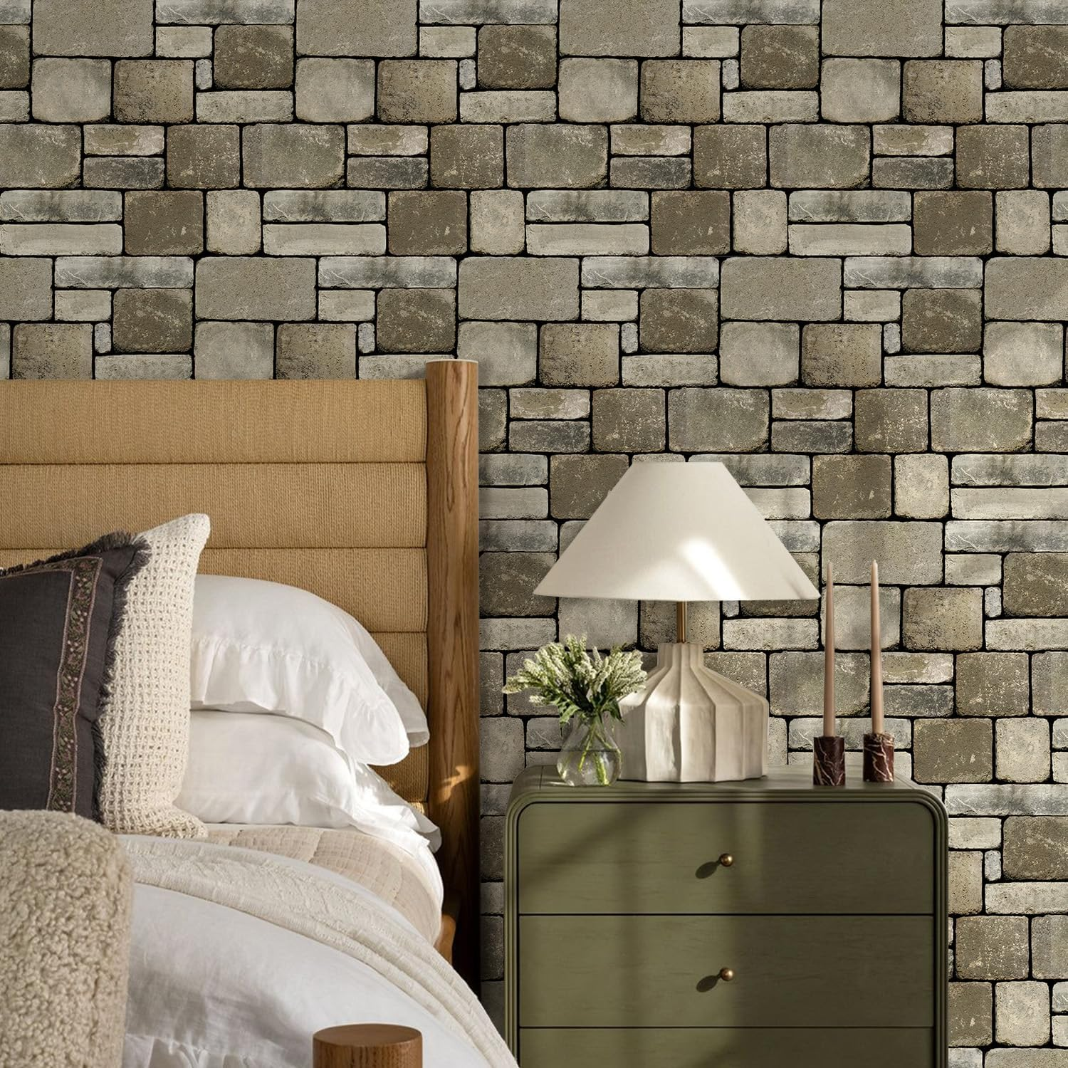3D Stone Wall Panels - Peel and Stick Faux Brown Stone Tiles (10 Pack)
