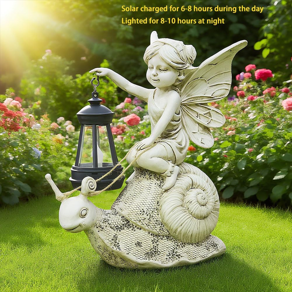 Solar Snail Statue Light - Garden Elf Sculpture with LED Lighting
