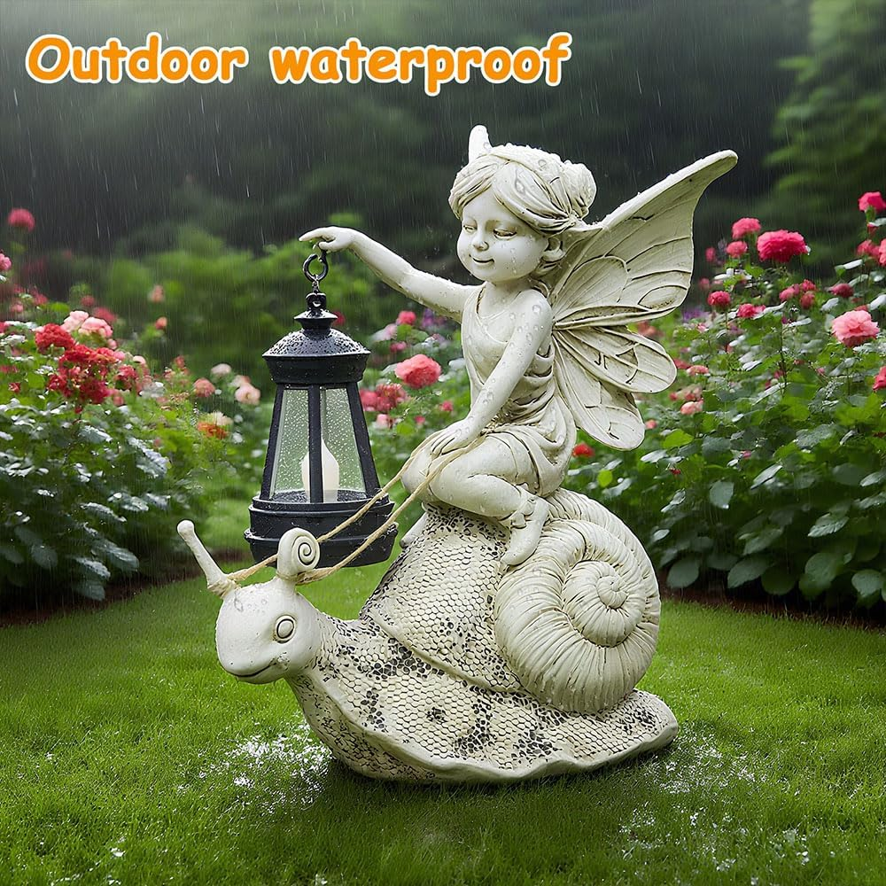 Solar Snail Statue Light - Garden Elf Sculpture with LED Lighting