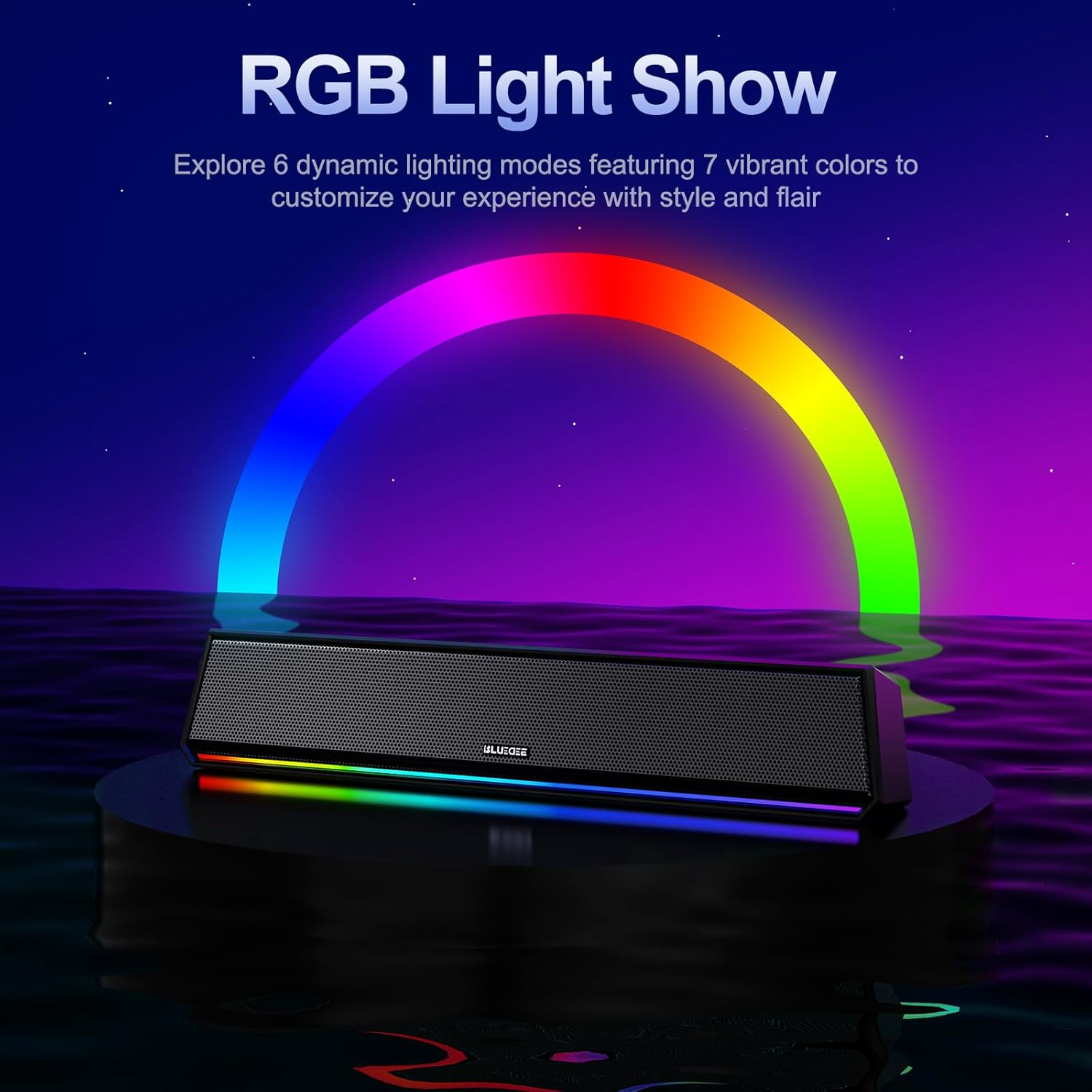Bluedee Bluetooth 5.3 Computer Speakers with RGB Lighting - USB Powered