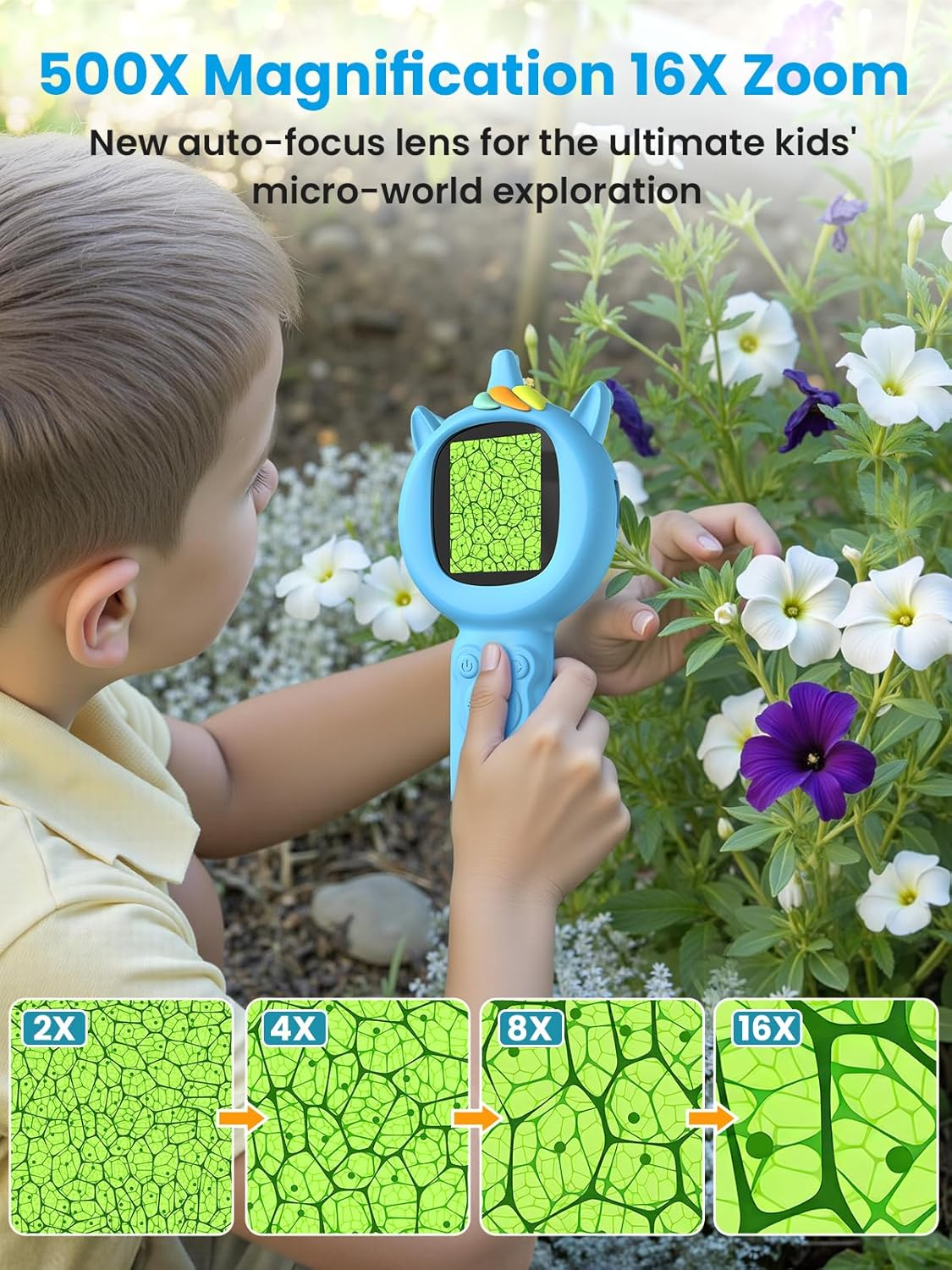 Kids Microscope with Auto-Focus & 2.0" Screen - Ages 5-12 STEM Toy