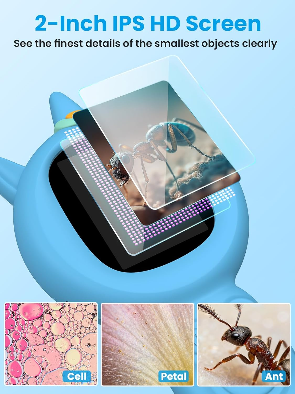 Kids Microscope with Auto-Focus & 2.0" Screen - Ages 5-12 STEM Toy