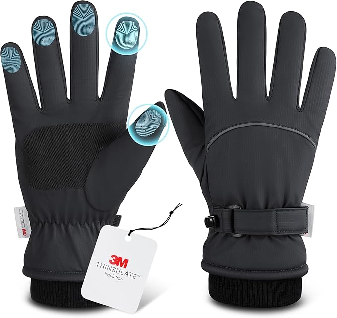 Winter Ski Gloves for Men and Women,Upgraded Windproof Cold Weather Thermal with Touchscreen Fingers