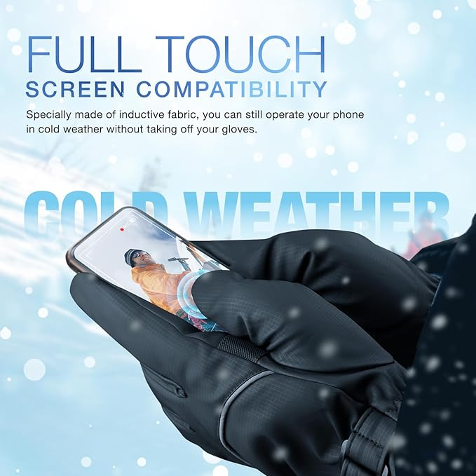 Winter Ski Gloves for Men and Women,Upgraded Windproof Cold Weather Thermal with Touchscreen Fingers