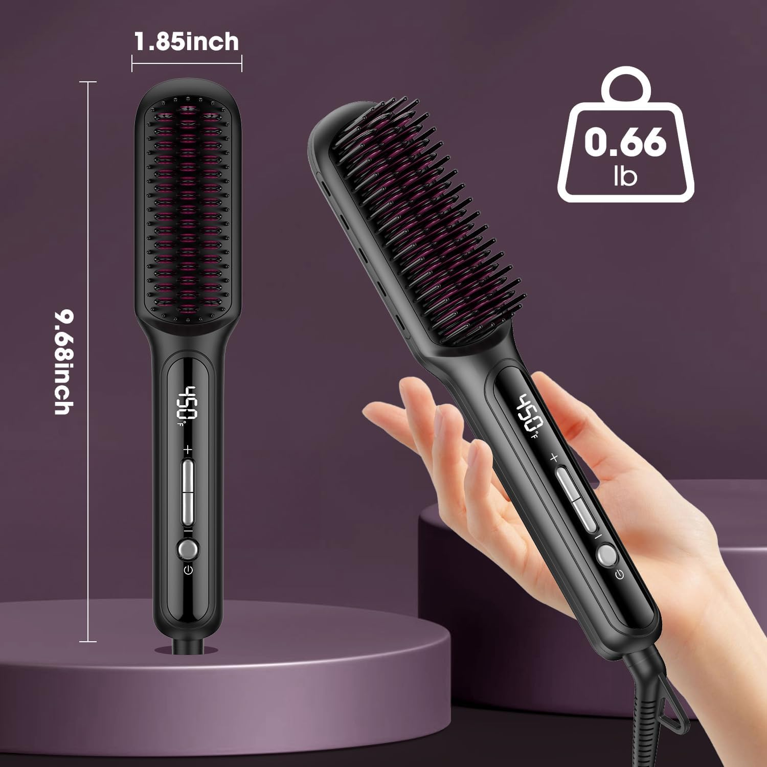 MiroPure Hair Straightener Brush - Plasma Ceramic Technology with 16 Heat Settings