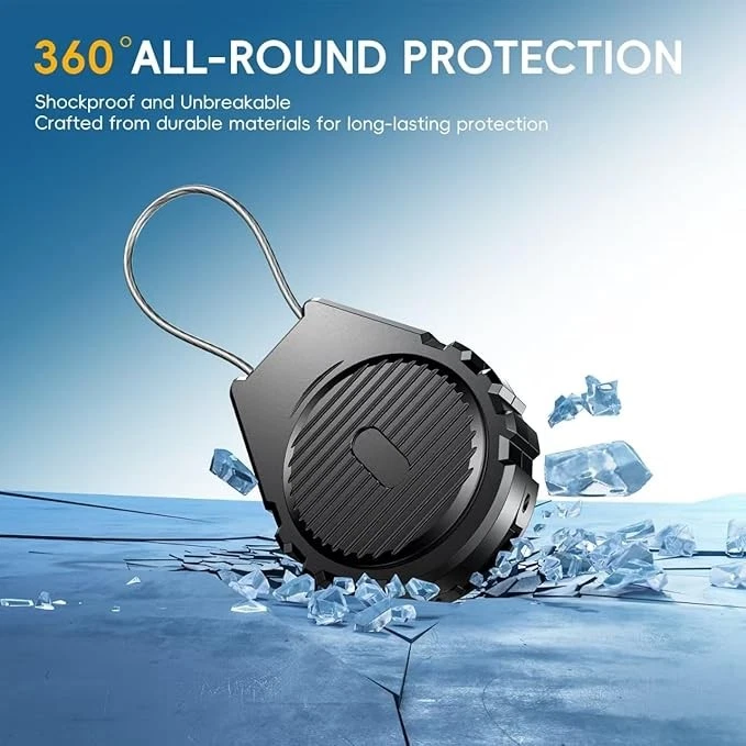 AirTag Holder Keychain 4 Pack - Waterproof Lock Case with Wire Cable