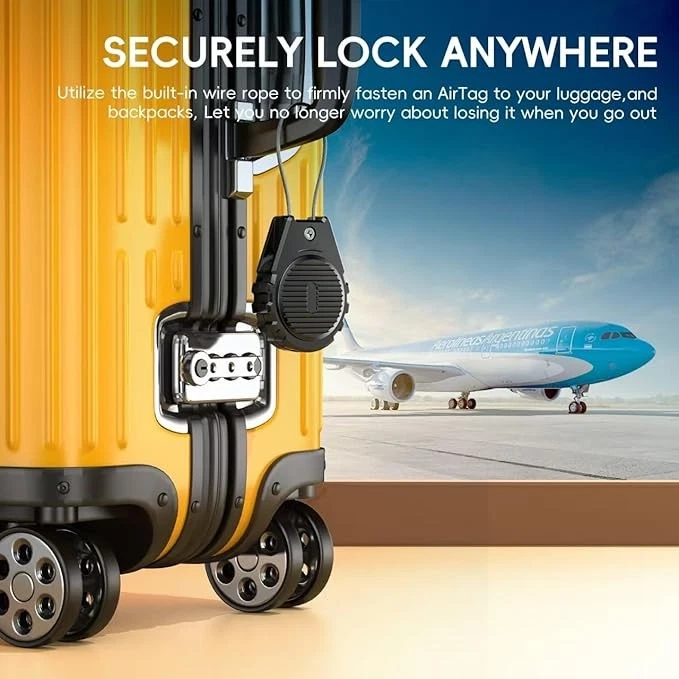 AirTag Holder Keychain 4 Pack - Waterproof Lock Case with Wire Cable