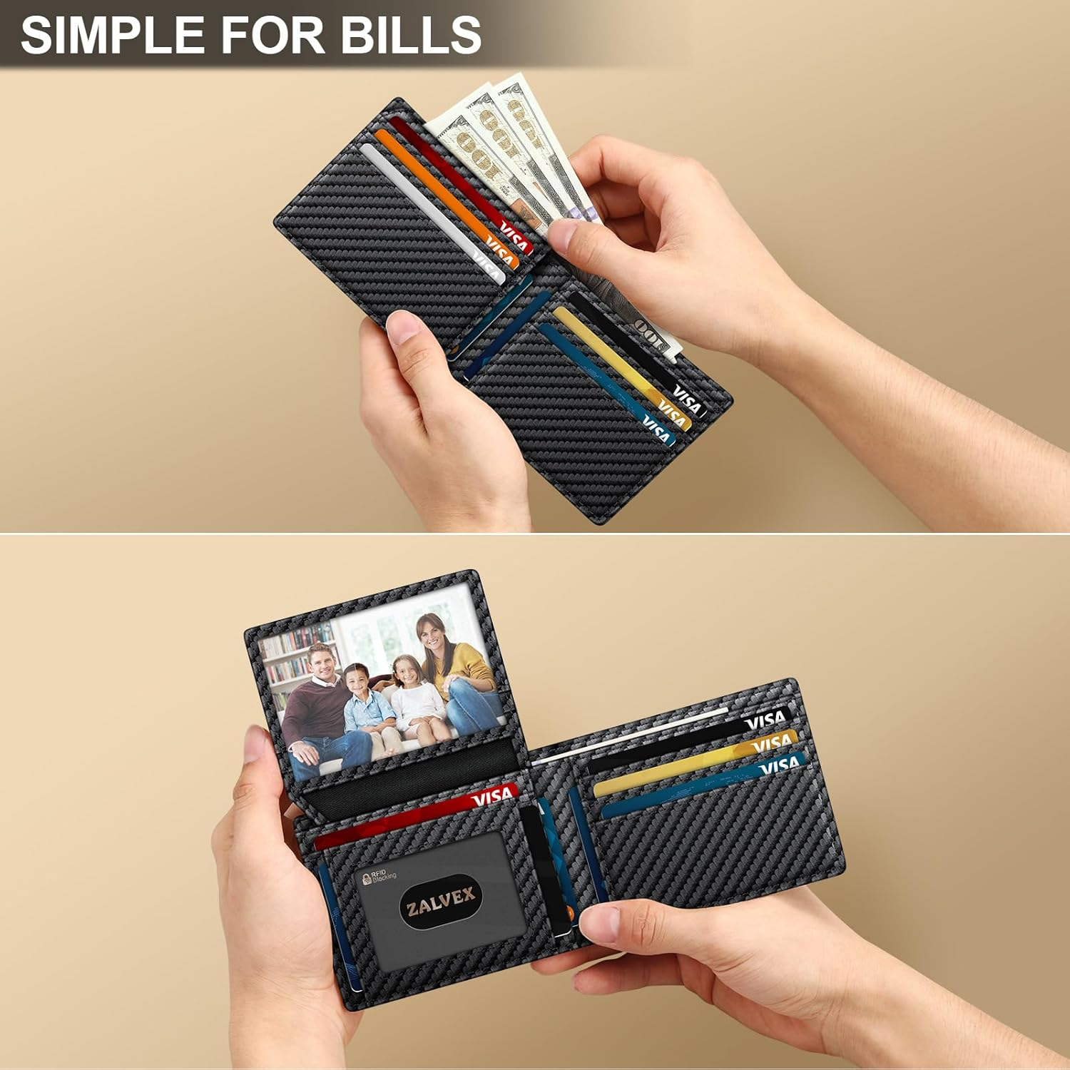 Slim RFID Blocking Bifold Wallet for Men - Leather, Ample Card Slots