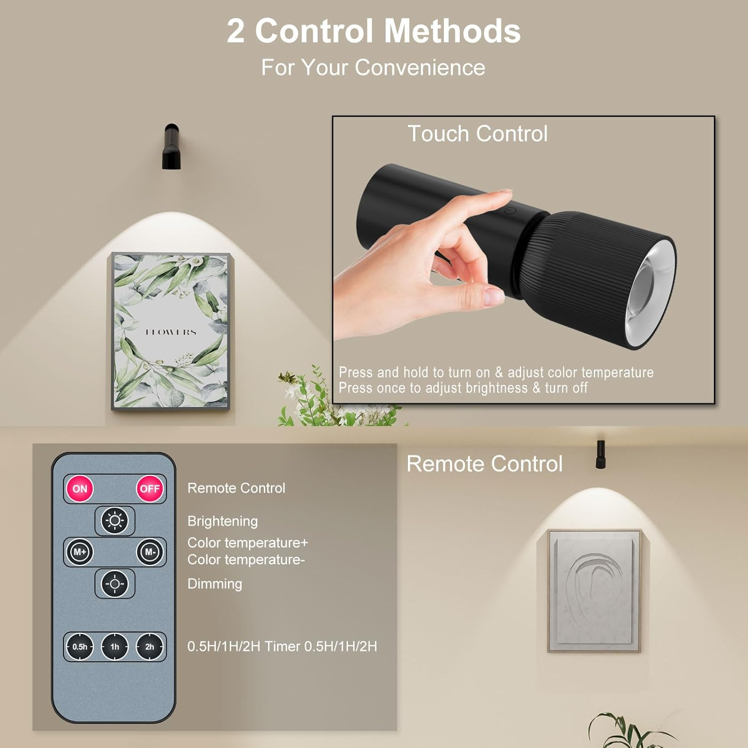 LED Wireless Picture Light - 6000mAh Battery, Remote Control & Dimmer