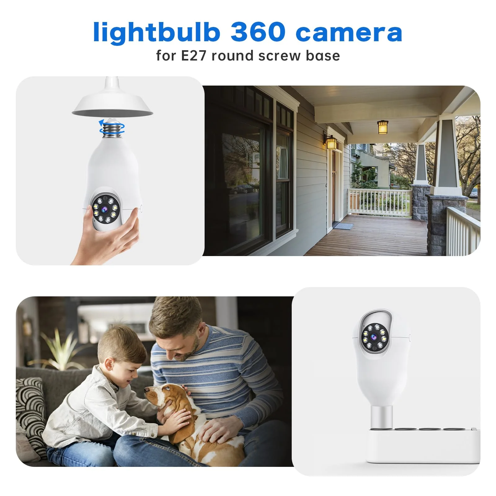 GBIUT Light Bulb Security Camera - 2K 360° WiFi Camera with Color Night