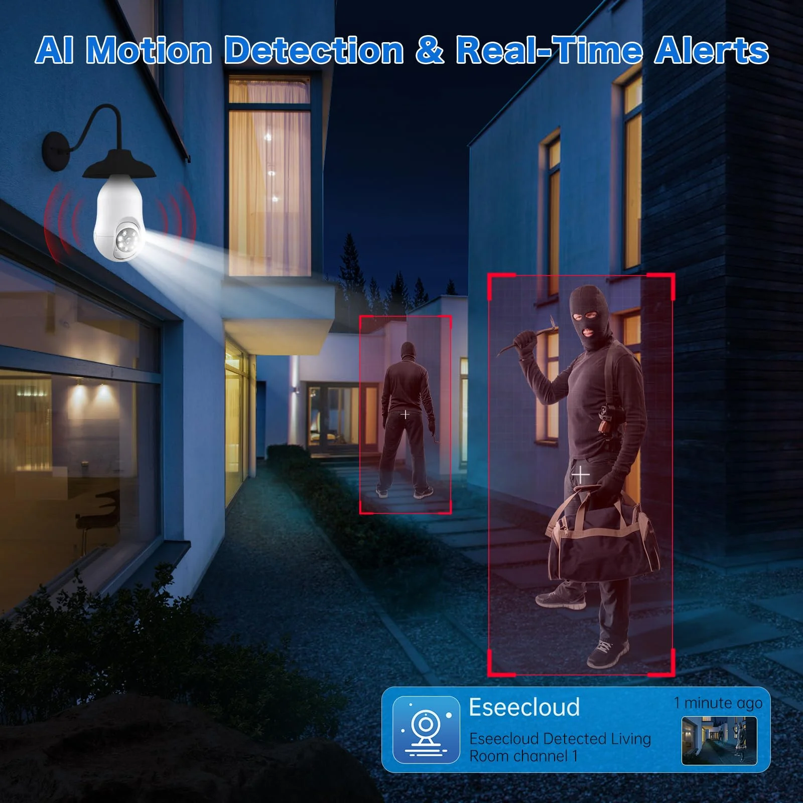 GBIUT Light Bulb Security Camera - 2K 360° WiFi Camera with Color Night