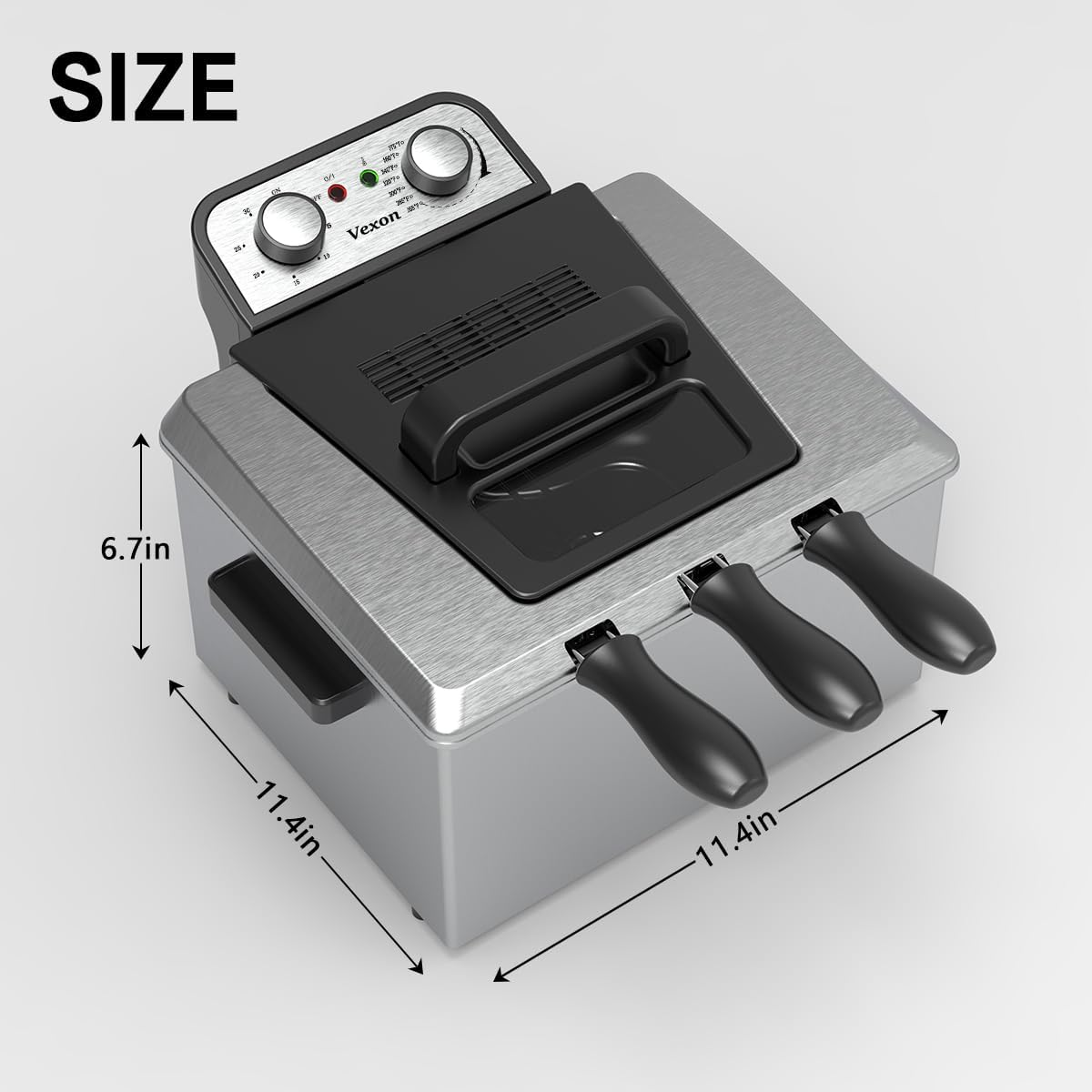 Vexon 1800W electric deep fryer offers a robust 5-liter capacity