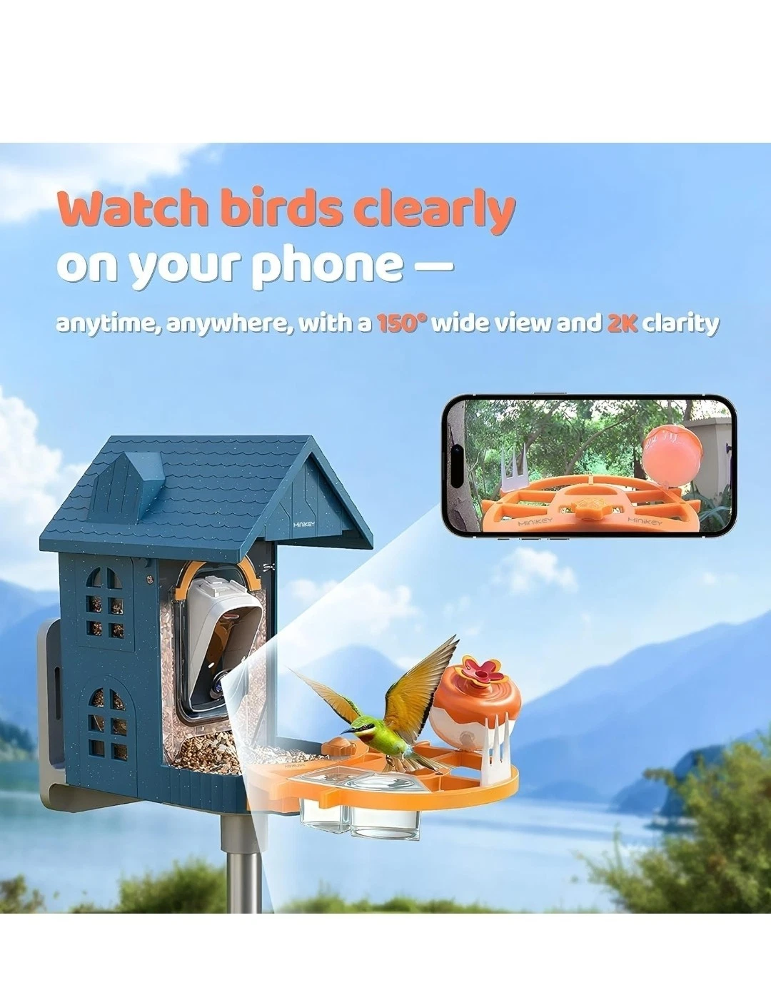 AI Bird Feeder Camera - Smart Solar Powered Bird Feeder with 2K HD & Night Vision