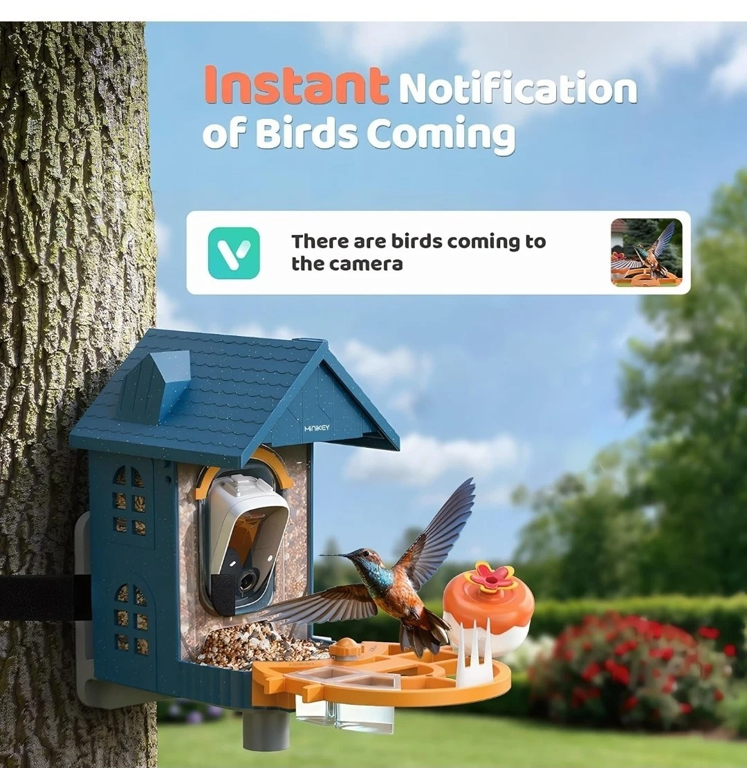 AI Bird Feeder Camera - Smart Solar Powered Bird Feeder with 2K HD & Night Vision