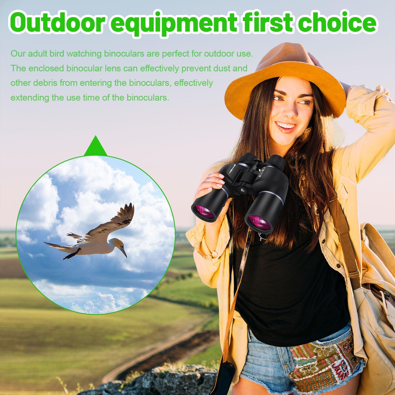 OPTIVORA 10-32x60 Zoom Binoculars for Adults - High Powered BAK4 Telescope with SMC Lenses