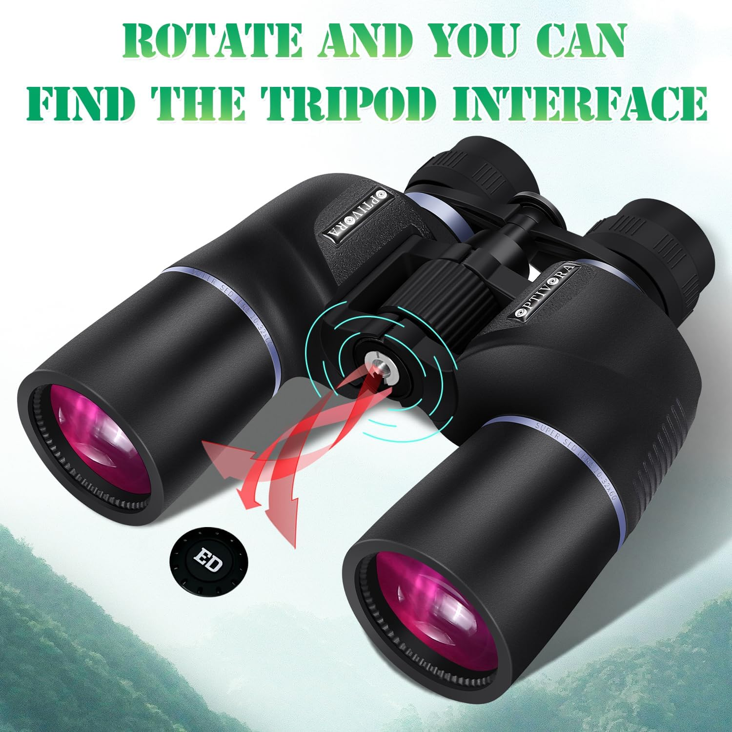 OPTIVORA 10-32x60 Zoom Binoculars for Adults - High Powered BAK4 Telescope with SMC Lenses