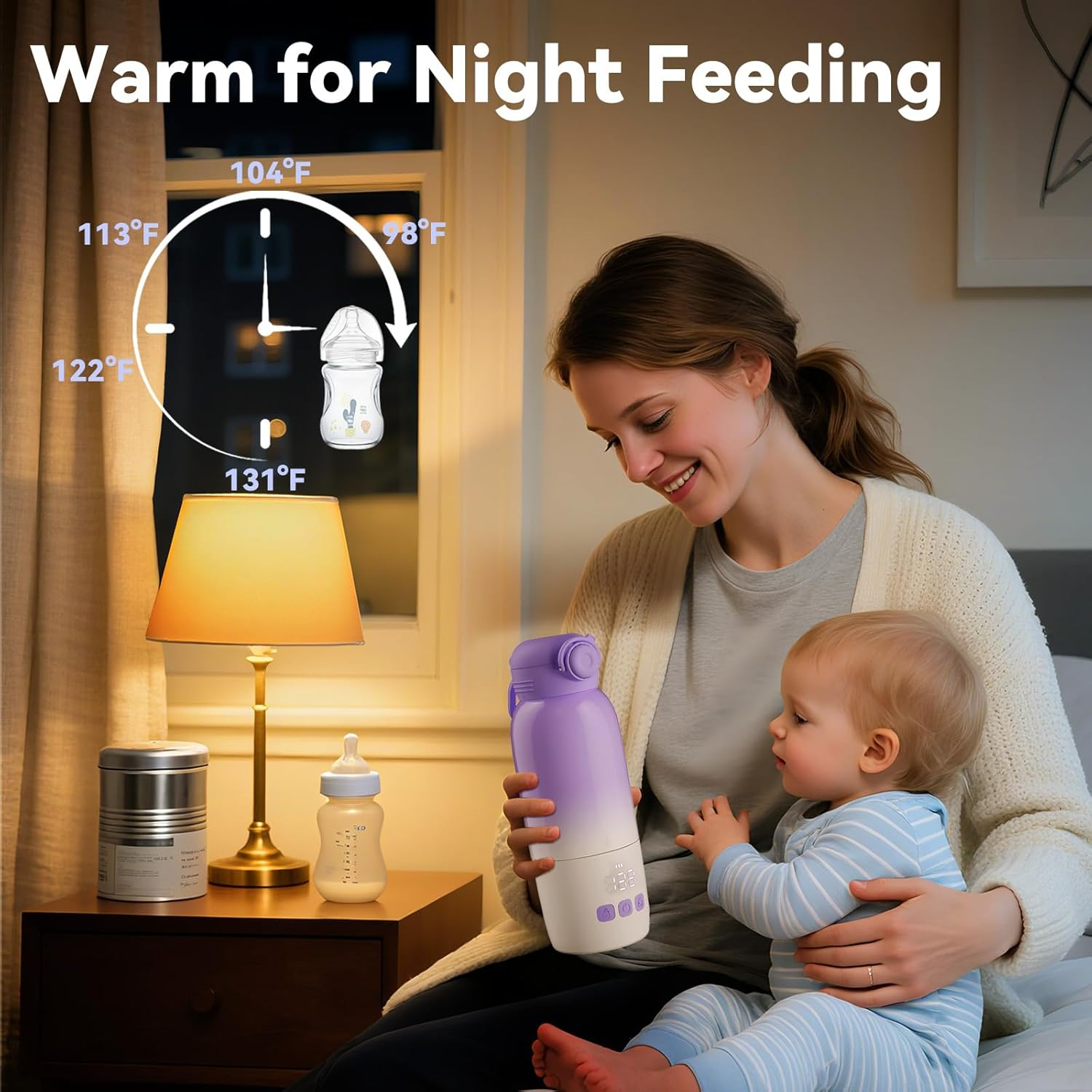 Portable Bottle Warmer for Travel - 12oz Dual Mode Fast Heating for Breast Milk & Water