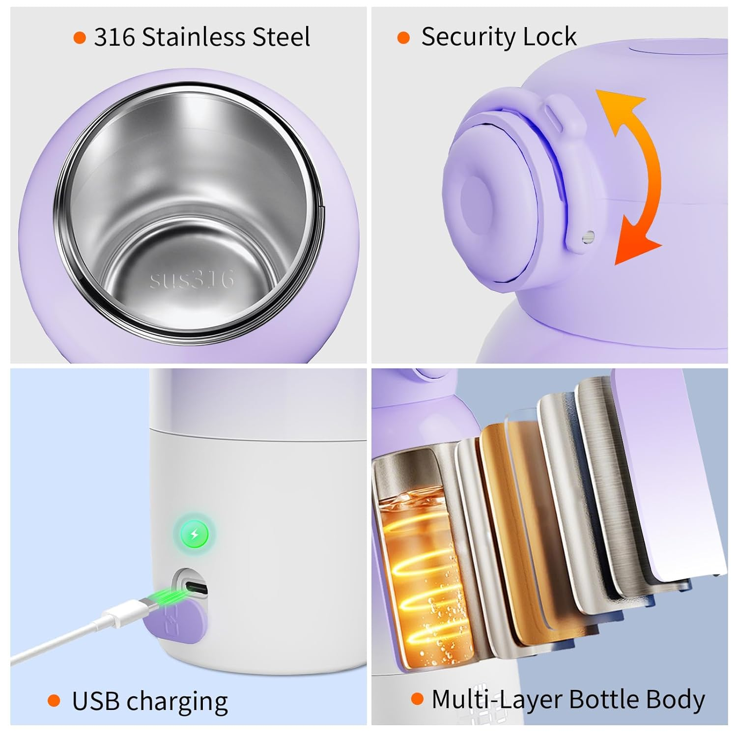 Portable Bottle Warmer for Travel - 12oz Dual Mode Fast Heating for Breast Milk & Water