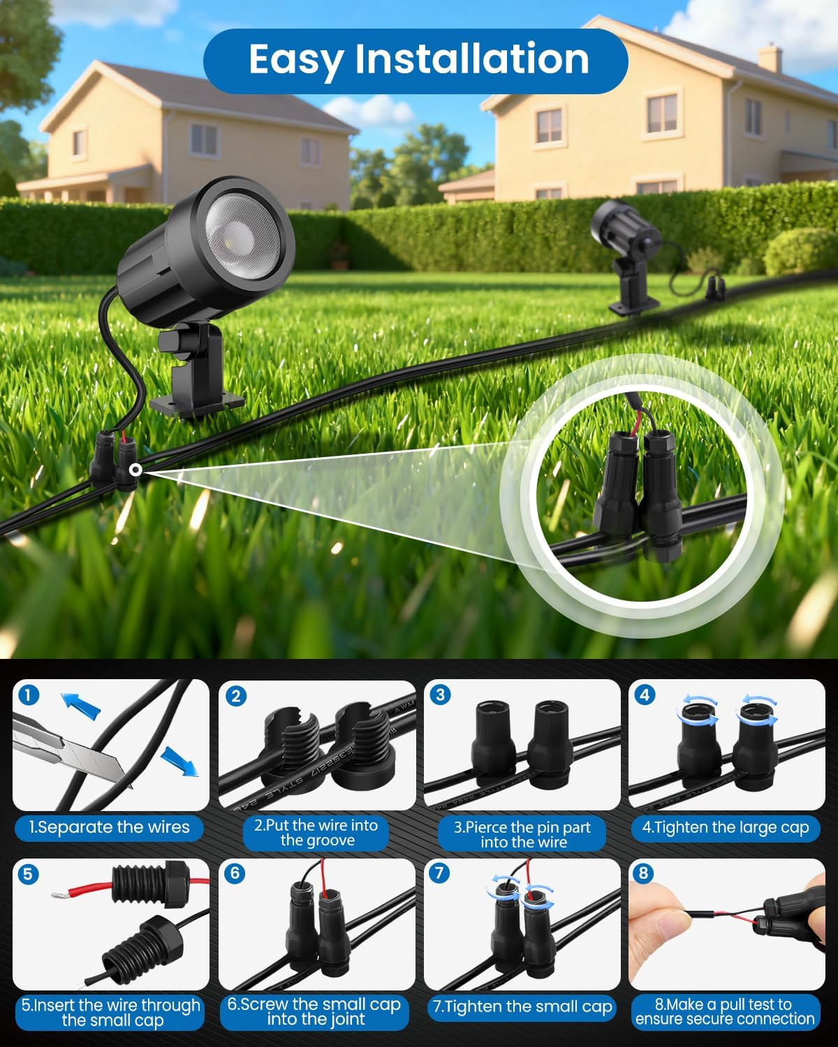 ZZXX LED Landscape Lighting Kit - 4-Pack Low Voltage Outdoor Lights with Transformer