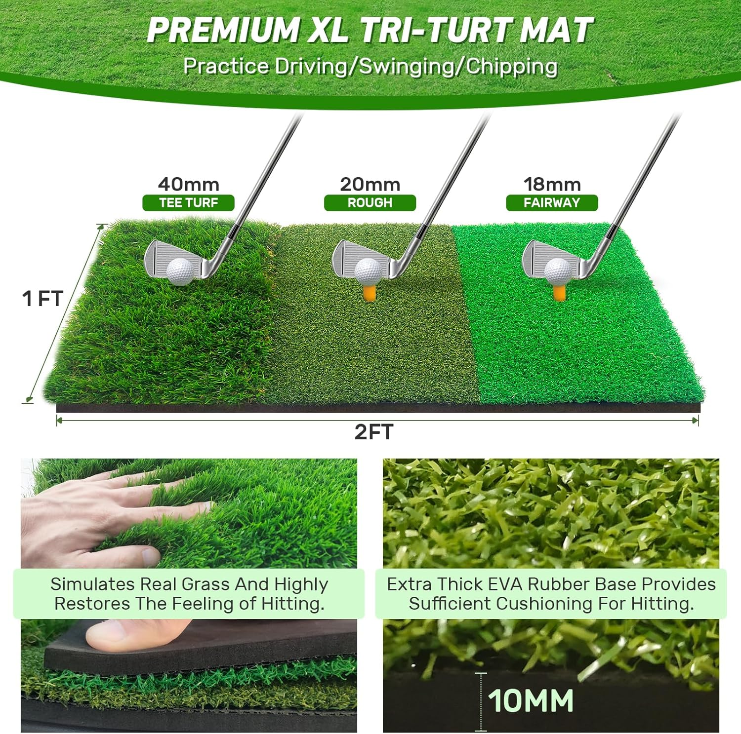 Golf Net 10x7FT with Practice Mat - Backyard Driving & Chipping Training Set