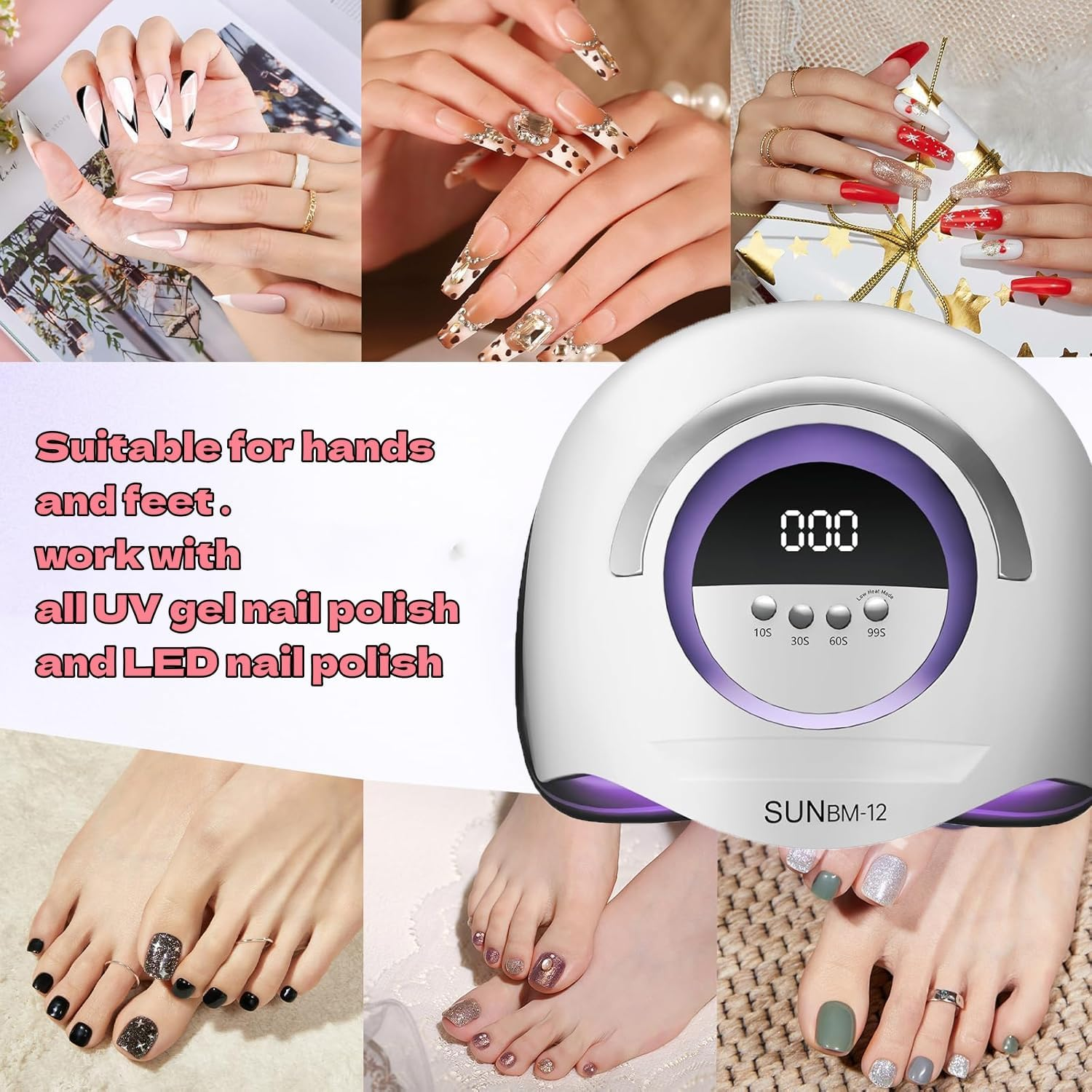 UV LED Nail Lamp 300W - 72 Beads Fast Gel Polish Dryer with Auto Sensor