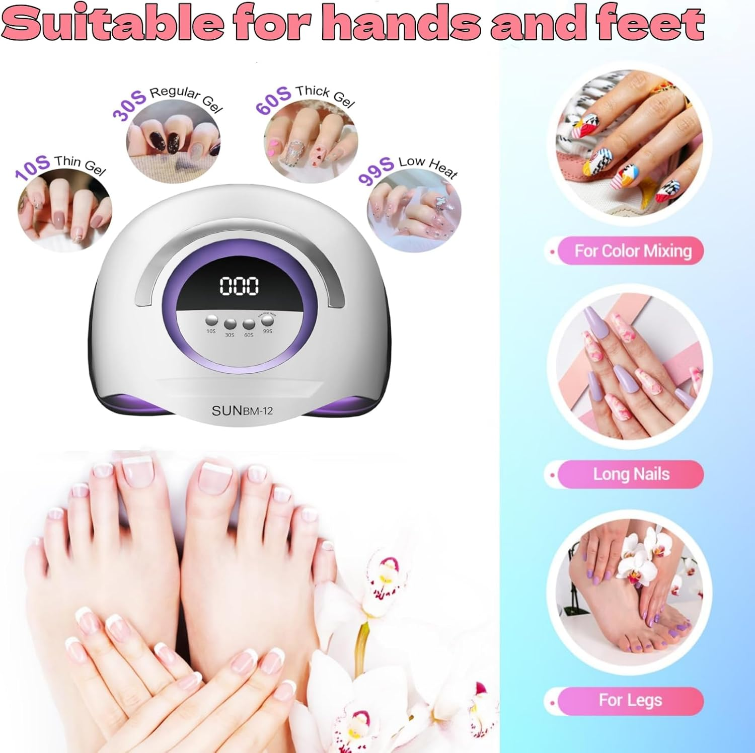 UV LED Nail Lamp 300W - 72 Beads Fast Gel Polish Dryer with Auto Sensor