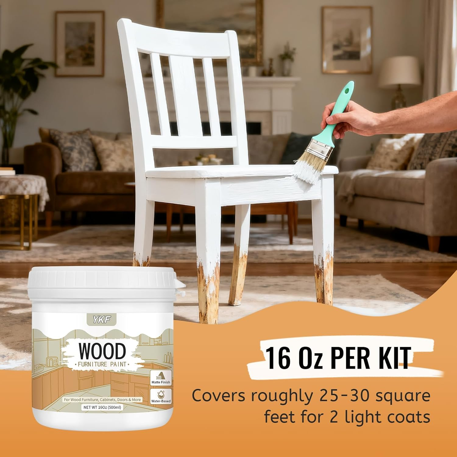 YKF Furniture Paint 16oz - Matte Finish Wood Paint for Cabinets & Furniture