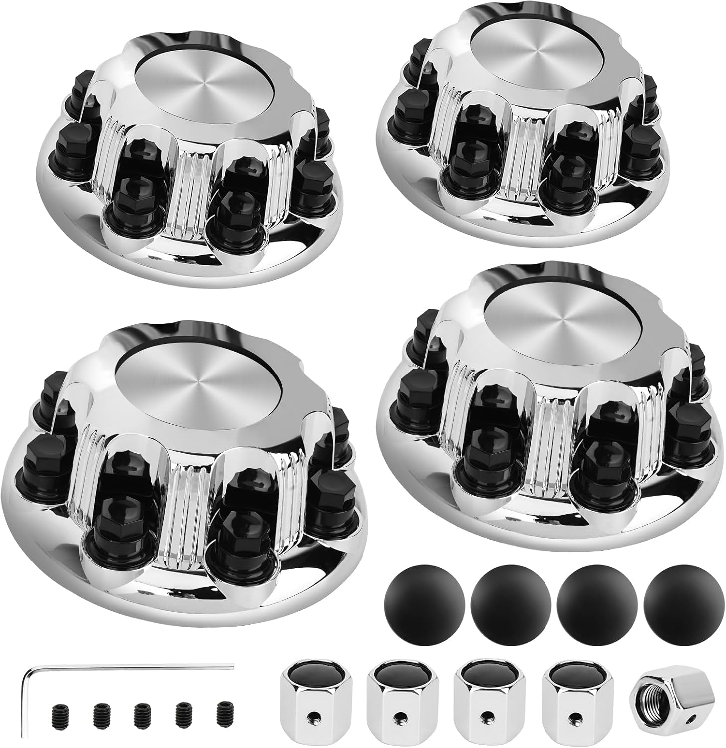 8 Lug Chrome Wheel Center Caps for 2500 3500 Express Van - 16 Inch Hub Covers Set of 4