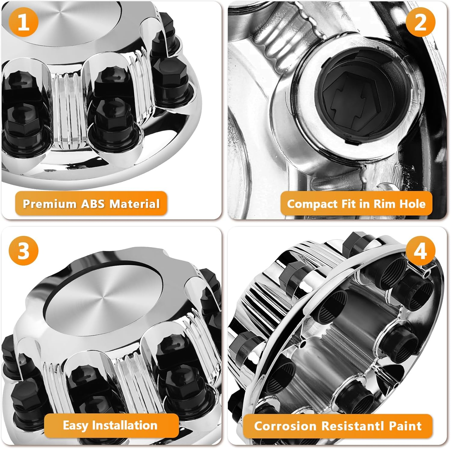 8 Lug Chrome Wheel Center Caps for 2500 3500 Express Van - 16 Inch Hub Covers Set of 4