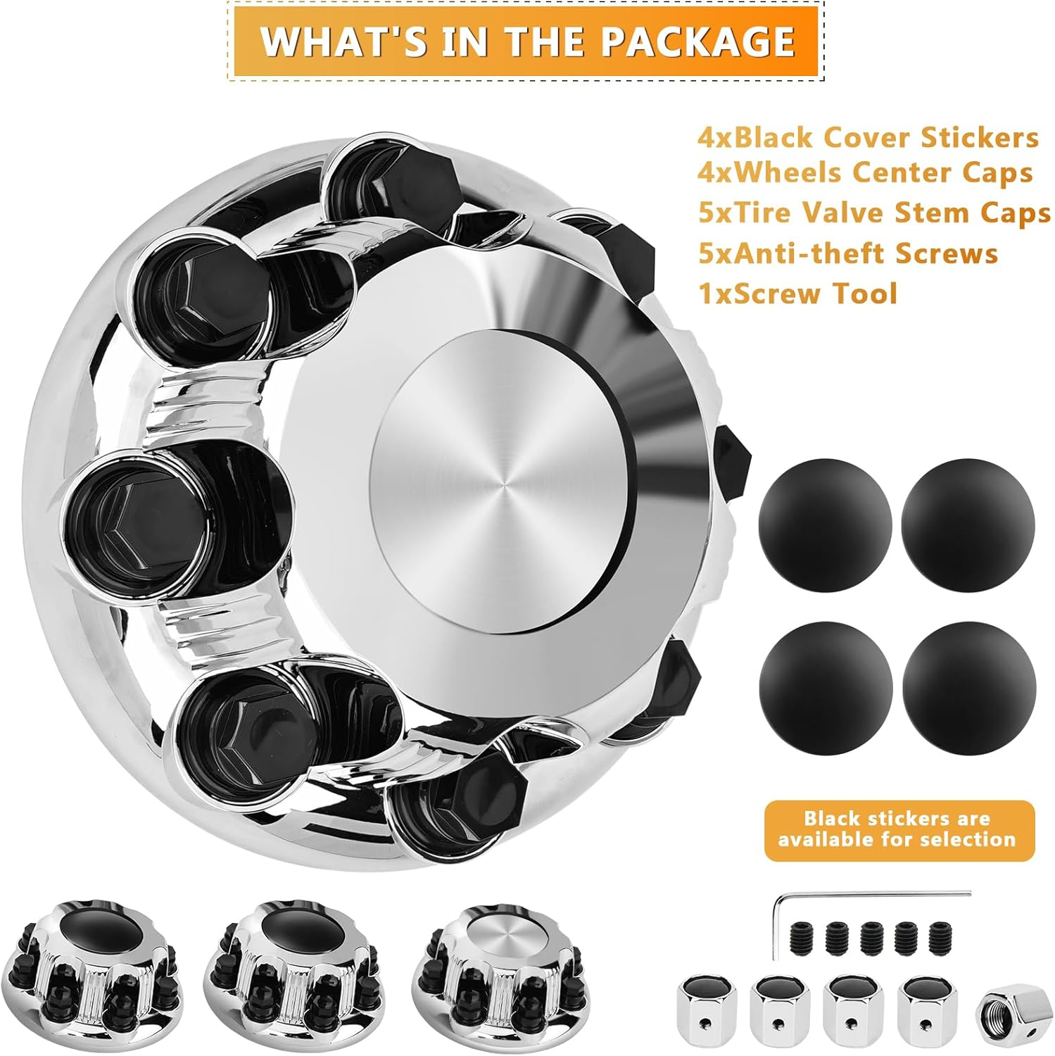 8 Lug Chrome Wheel Center Caps for 2500 3500 Express Van - 16 Inch Hub Covers Set of 4