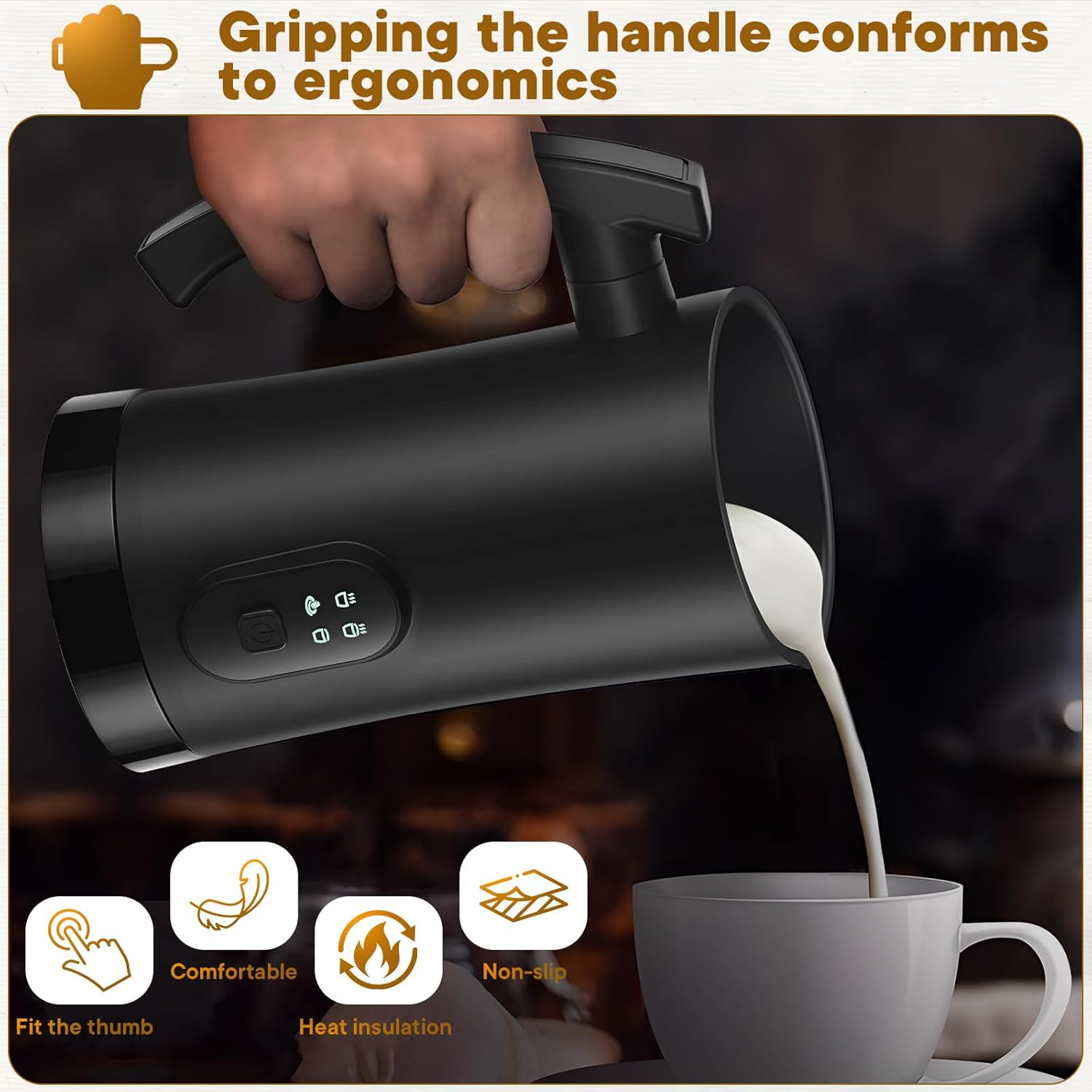 Electric Milk Frother - Handheld Foam Maker for Latte Art & Cappuccinos