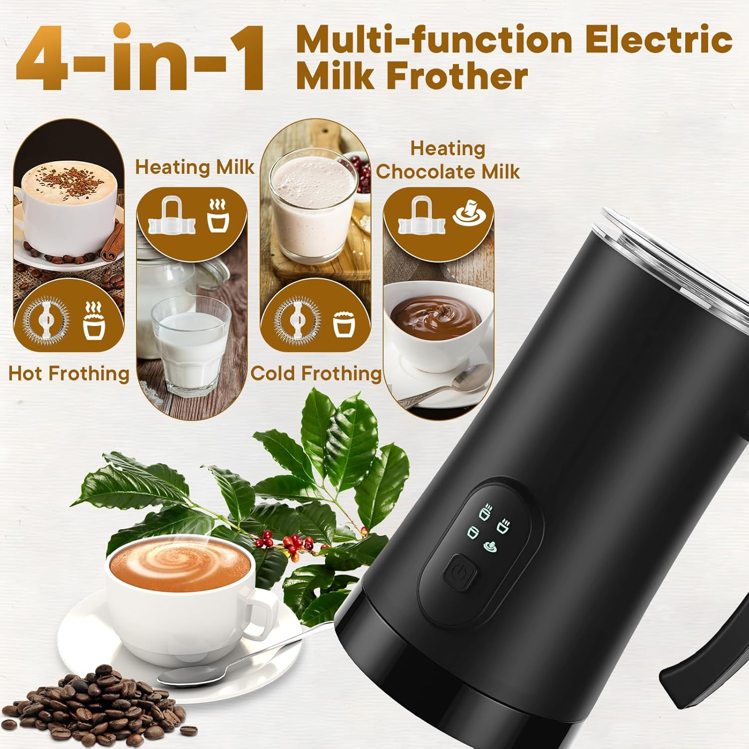 Electric Milk Frother - Handheld Foam Maker for Latte Art & Cappuccinos