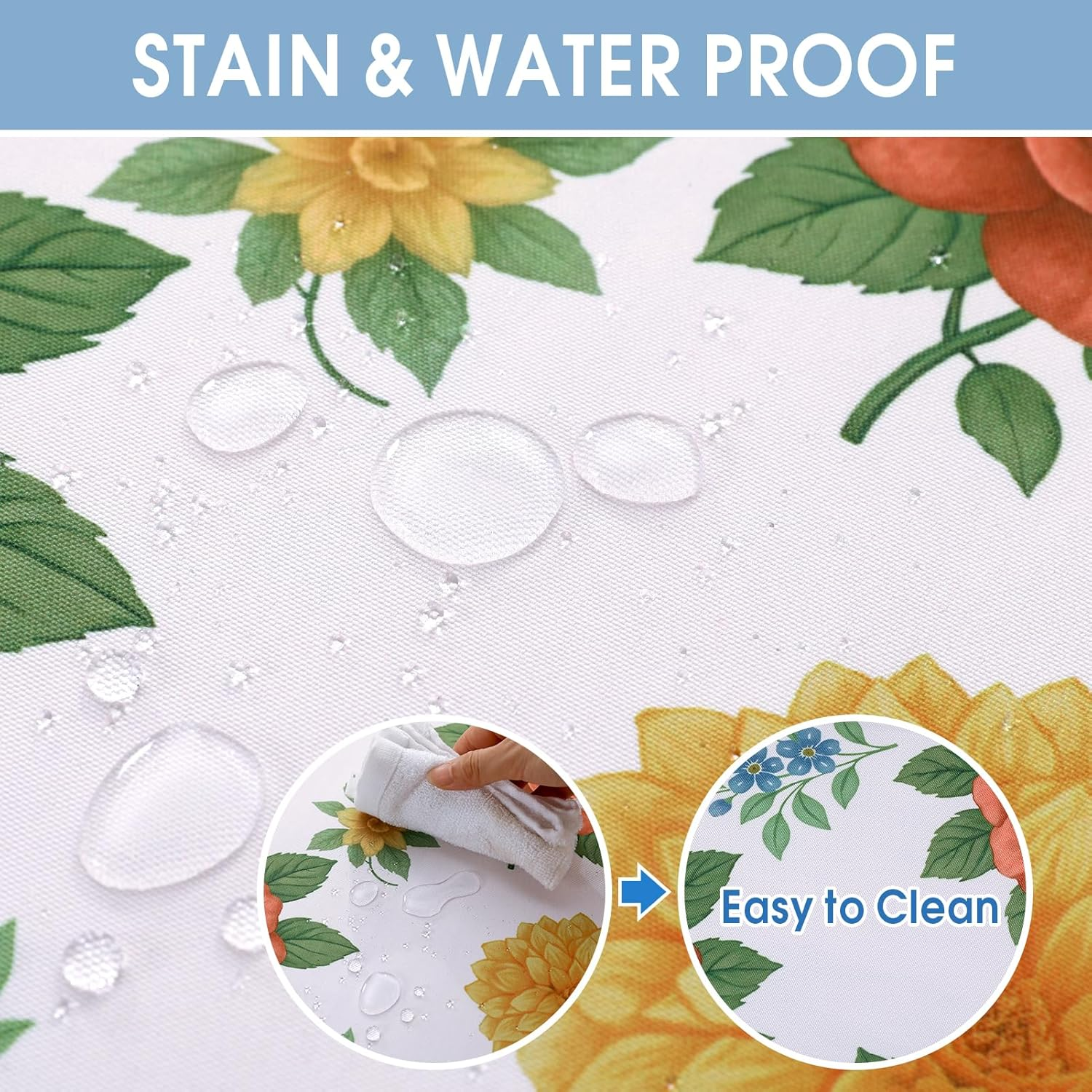 60 Inch Round Tablecloth, Waterproof Circle Table Cover for Kitchen Dining, Outdoor Picnic