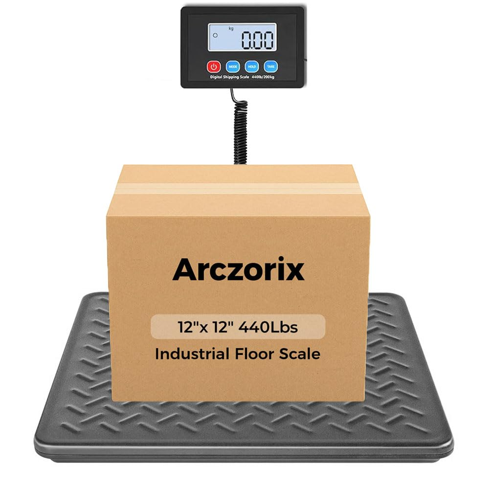 Arczorix Industrial Floor Scale 440 lbs - 12x12 Heavy Duty Digital Weighing Scale
