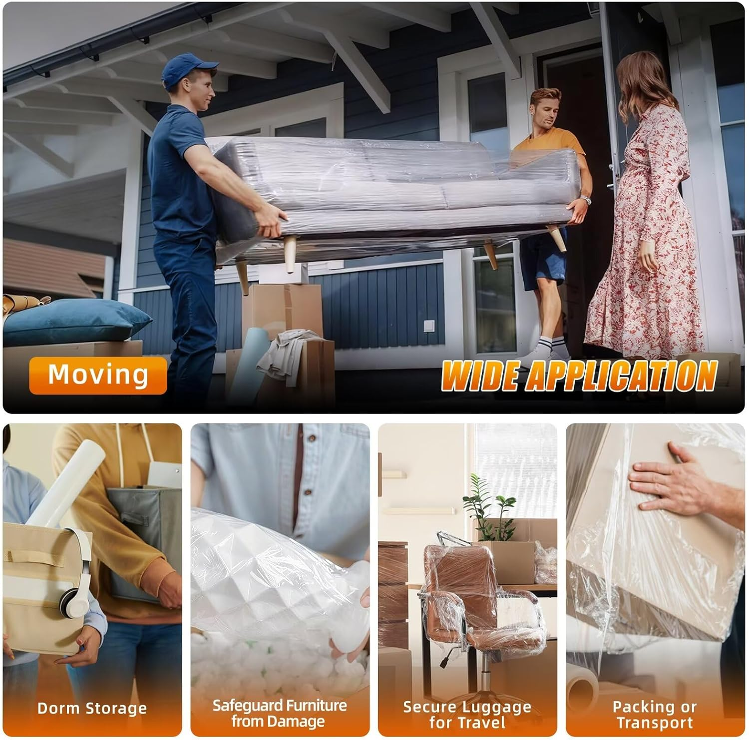 BETU Heavy-Duty Stretch Film 5" x 1000ft - Industrial Plastic Wrap for Moving & Packing