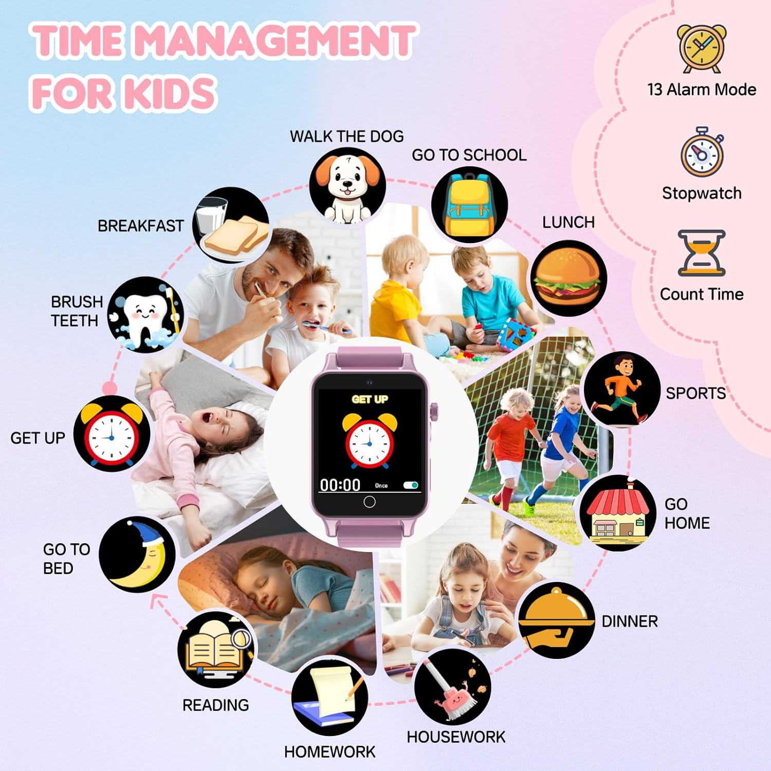 Kids Smart Watch for Girls Ages 5-12 - HD Camera Touchscreen with 30 Games & Learning Cards