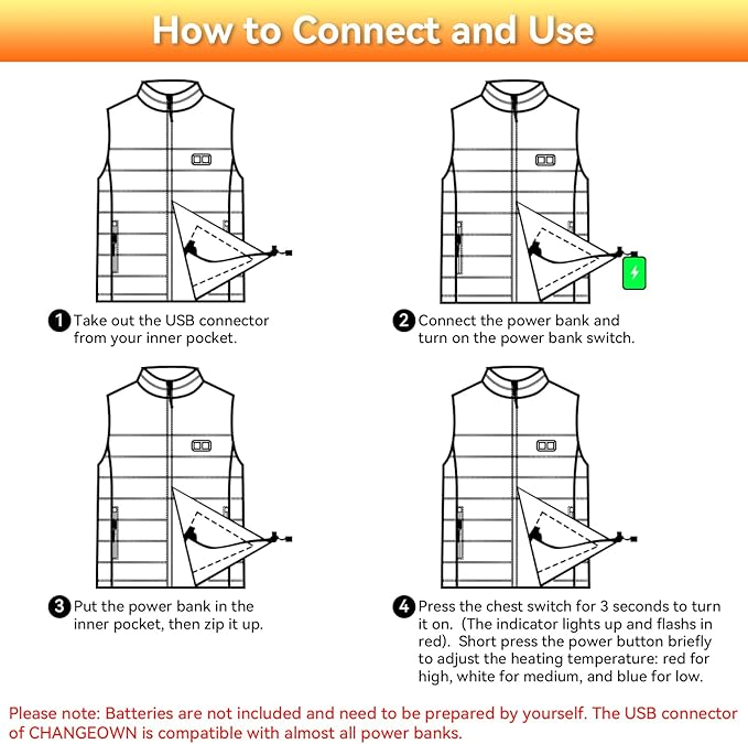 Heated Vest with 9 Heating Zones - Lightweight Winter Vest for Men & Women (Battery Not Included)