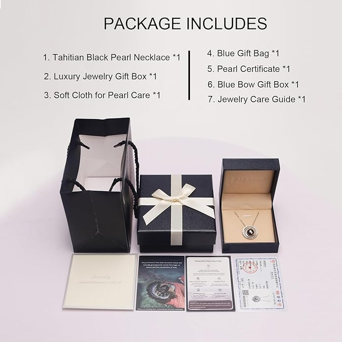 Tahitian Black Pearl Necklace - 9-13mm AAAA Sterling Silver Moissanite Pendant