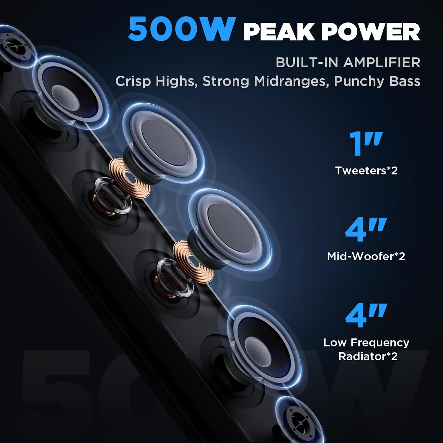 Ehaho 17 Inch UTV Sound Bar - 4 Speaker Bluetooth System with RGB & Strobe Lights for Polaris RZR