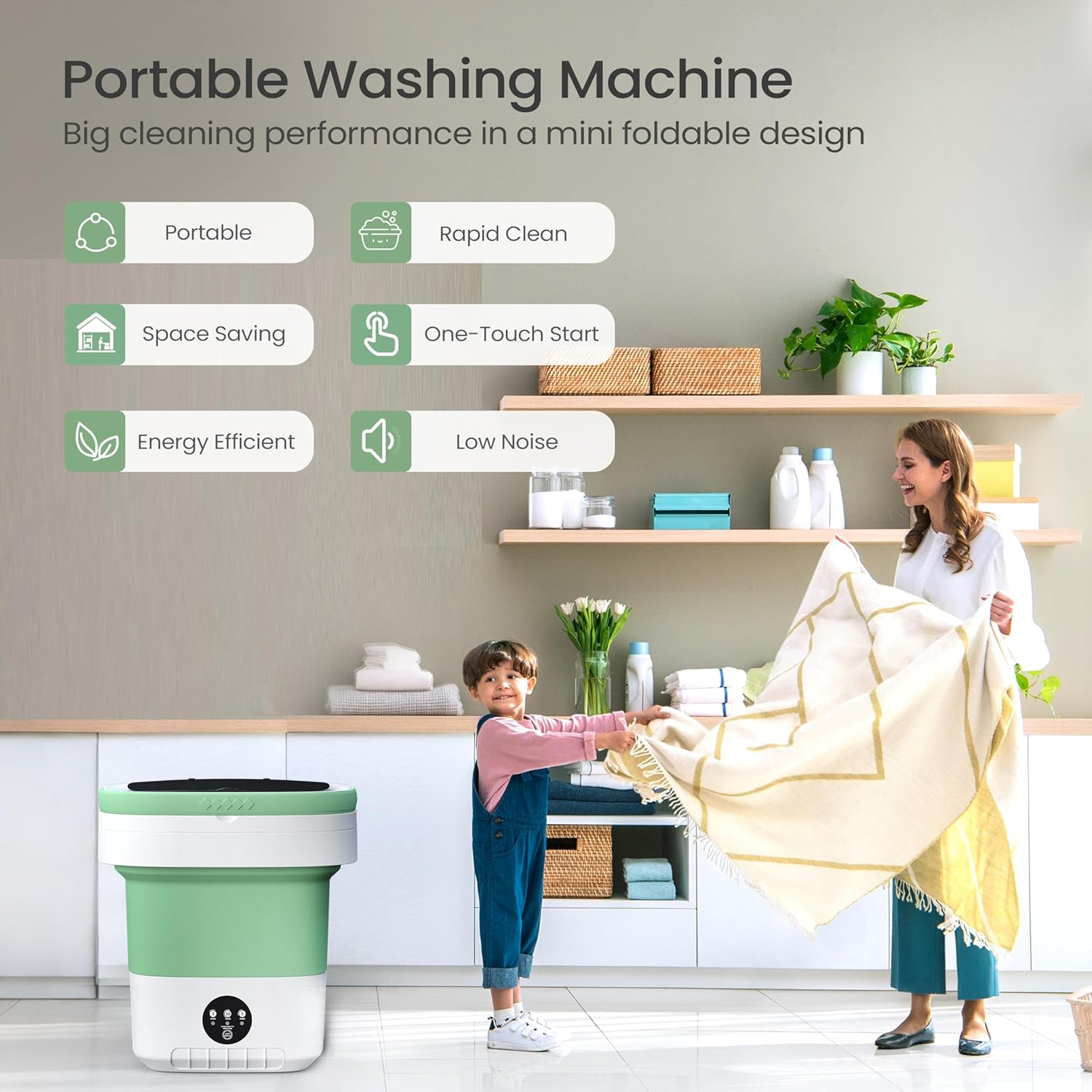 16L Portable Washing Machine - Compact Foldable Washer with Enhanced Spin & 3 Cleaning Modes